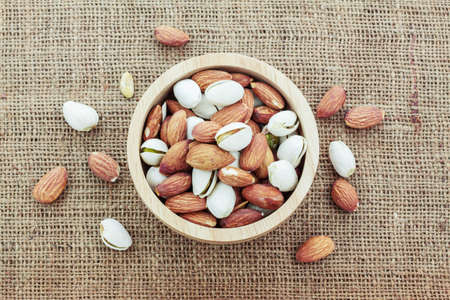 Many almonds in a bowl with top angle shots.の写真素材