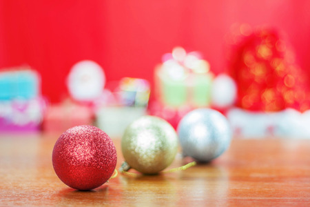 Balls and decorations on Christmas Day with blurred backgrounds.の写真素材