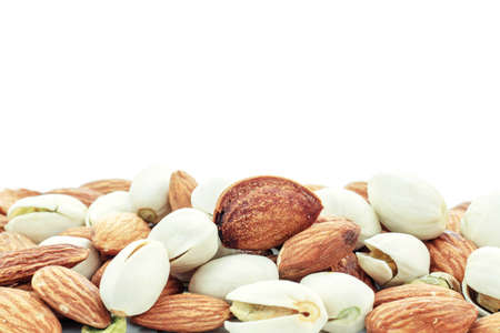 Almond mixed with a white background.