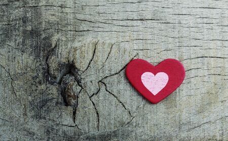Heart symbol on the old wooden floor.の写真素材