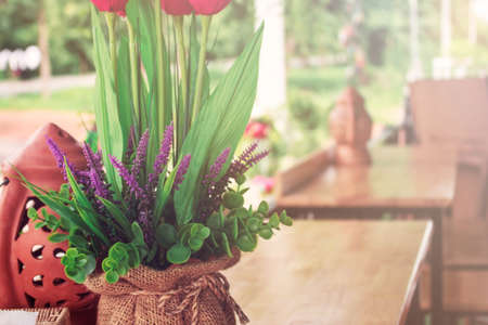 Bouquet decorated on table in the restaurant.の写真素材