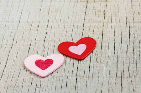 hearts on the old wooden with background.の写真素材