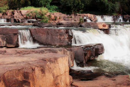 Rocks and waterfalls in the forest.の写真素材