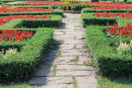 Decorated pavilions and walkways in the garden.の写真素材