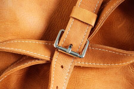 Sash and metal accessories for leather luggage.の写真素材