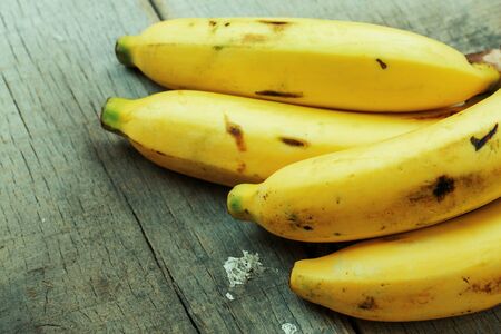 Banana on the old wooden floor.の写真素材