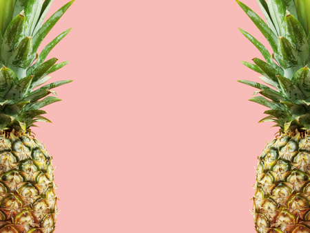 Pineapple of fresh with the pink background.の写真素材