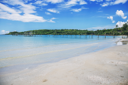 Sand beach at the sea in island with blue sky.の写真素材
