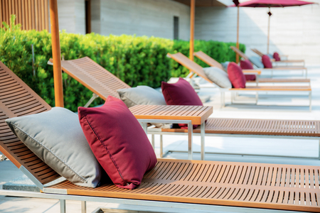 Chair of lifestyle on swimming pool in resort.の写真素材