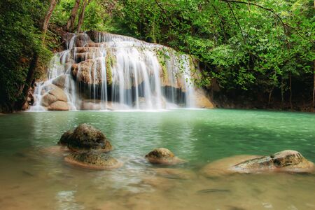 Waterfall with beautiful in park of Thailand.の写真素材