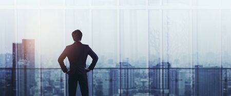businessman are standing in office with sunlight.