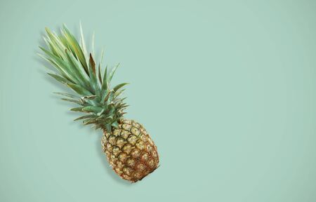 Pineapple with color of green background.の写真素材