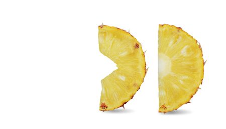 Pineapple ripe of cut on a white background.の写真素材