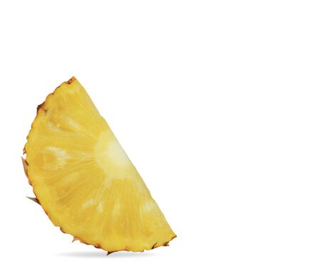 Pineapple slices cut on a white background.の写真素材
