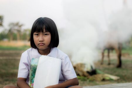 Asian girl of student in the countryside.の写真素材