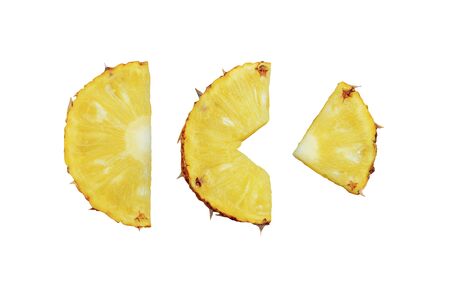 Pineapple of pieces on a white background.の写真素材
