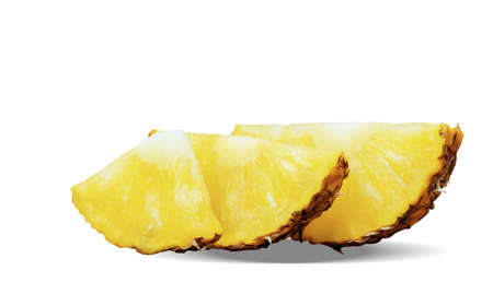 Pineapple ripe of slices on a white background.の写真素材