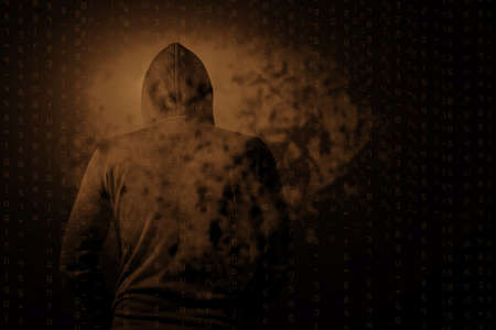 Hackers and data with the darkness of background.