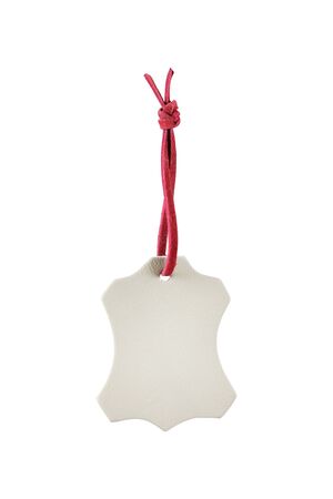 Leather label isolated on white backgroundの写真素材