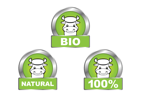 Set of bio meat or milk labels - vector Illustrationのイラスト素材