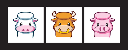 funny farm animalsのイラスト素材
