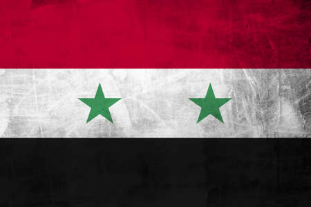 Grunge Flag of Syria on the concrete wallの写真素材