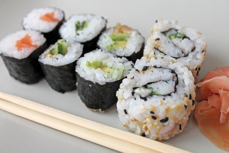 Different types of sushesの写真素材