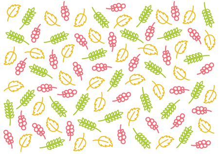 Colored leavs and spikelets pattern. Vector illustration.のイラスト素材