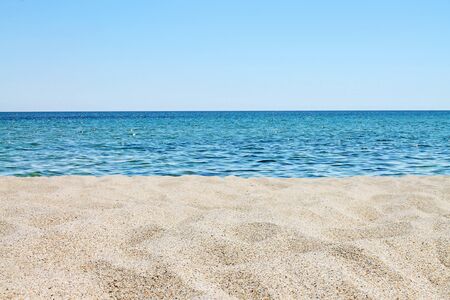 Tranquil empty sandy beach close up.の写真素材