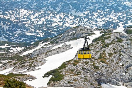 View of cable railway. Krippenstein mount, Dachstein, Obertraun, Austria.の写真素材
