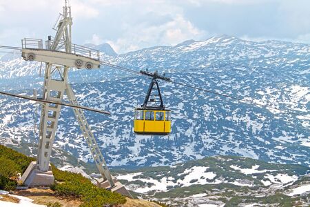 View of cable railway. Krippenstein mount, Dachstein, Obertraun, Austria.の写真素材
