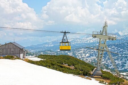 View of cable railway. Krippenstein mount, Dachstein, Obertraun, Austria.の写真素材