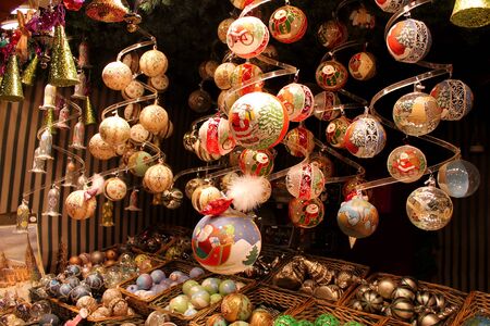 Christmas decoration for sale on advent market. Vienna, Austria.の写真素材