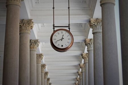 City clock in Mill colonnade. Karlovy Vary. Czech Republic.の写真素材