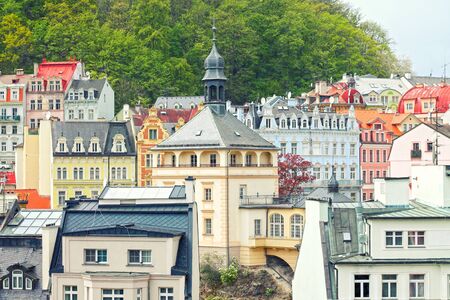 View of center city Karlovy Vary (Carlsbad). Czech Republic.の写真素材