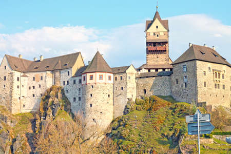 View of Loket castle near Karlovy Vary. Czech Republic.のeditorial素材