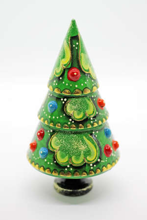 Russian wooden decoration - new year tree. Popular souvenirs from Russia.の写真素材
