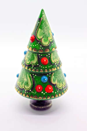 Russian wooden decoration - new year tree. Popular souvenirs from Russia.の写真素材