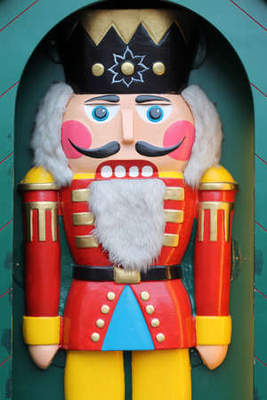 Christmas traditional wooden decoration - nutcracker on advent market in Leipzig. Germany.の写真素材