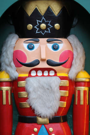 Christmas traditional wooden decoration - nutcracker on advent market in Leipzig. Germany.の写真素材