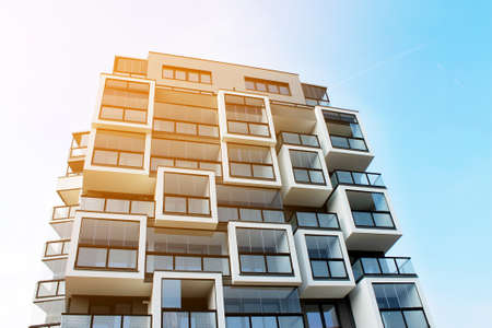 View of newly modern european built block of flats.の写真素材
