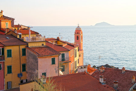 Cityscape of the city Tellaro near Cinque Terre. Ligurie, Italyの写真素材