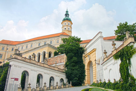 View of Mikulov Castle in the town of Mikulov in South Moravian Region of the Czech Republic. Popular touristic destination.の写真素材