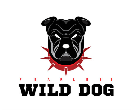 Dog head. Wild dog. Black wild dog. Rottweiler. Bulldogのイラスト素材