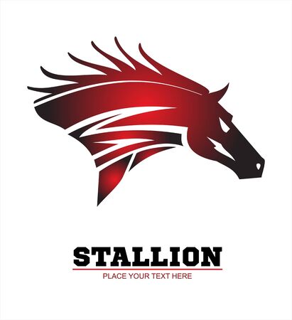 Horse, horse head. Running stallion head in beautiful red maroon color.のイラスト素材