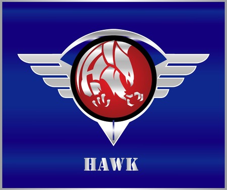 hawk on the winged silver shield.のイラスト素材