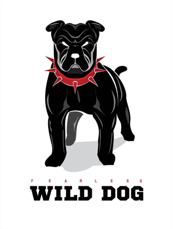 Rottweiler. Bulldog. Dog in alert positionのイラスト素材