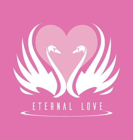 couple, couple of swan and heart icon,couple in love. Suitable for wedding symbol, wedding invitation, romantic gift, true love icon, wedding anniversary, romantic moment, symbol of honeymoon, etcのイラスト素材