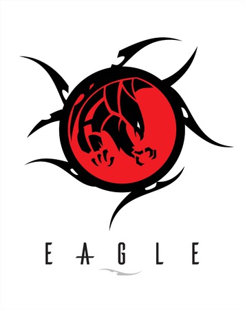 attacking black eagle on the red circle tribal.のイラスト素材