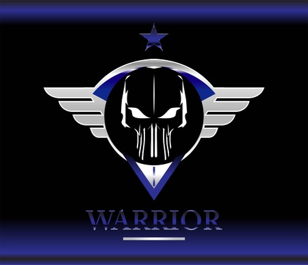 skull in the winged metallic shieldのイラスト素材